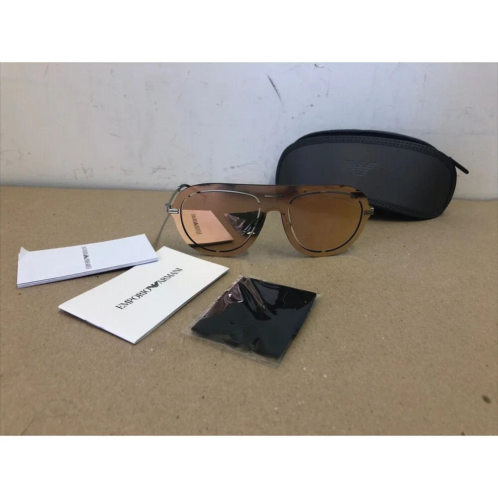 Emporio Armani EA 2057 Grey Rose Gold Men's Aviator Sunglasses